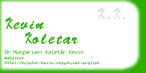 kevin koletar business card